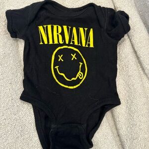 Nirvana Smiley Face Baby Bodysuit Black 6M